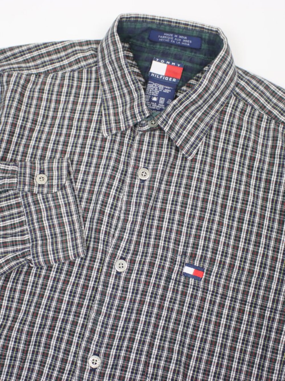 Vintage VTG 90s Tommy Hilfiger Mens XL Plaid Long Sleeve Button Shirt